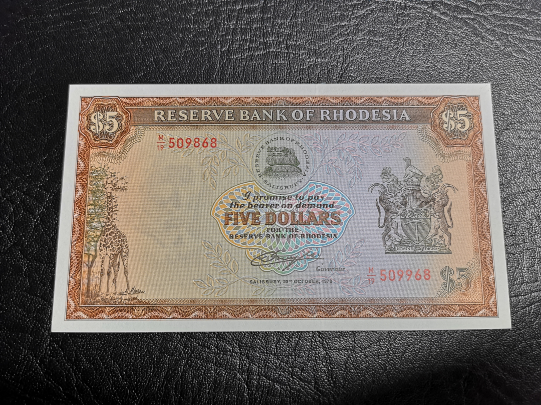 《外钞收藏家》第六十九期拍卖 罗得西亚1978年5元 unc