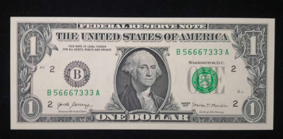 【鲸贝乐淘】千字文·第闰号拍卖 【美元】美金双豹子好号。背面多油墨。小错误。