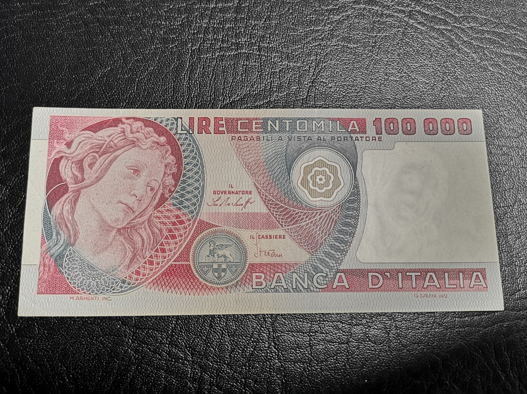 《外钞收藏家》第六十九期拍卖 意大利1978年10万 vf-au