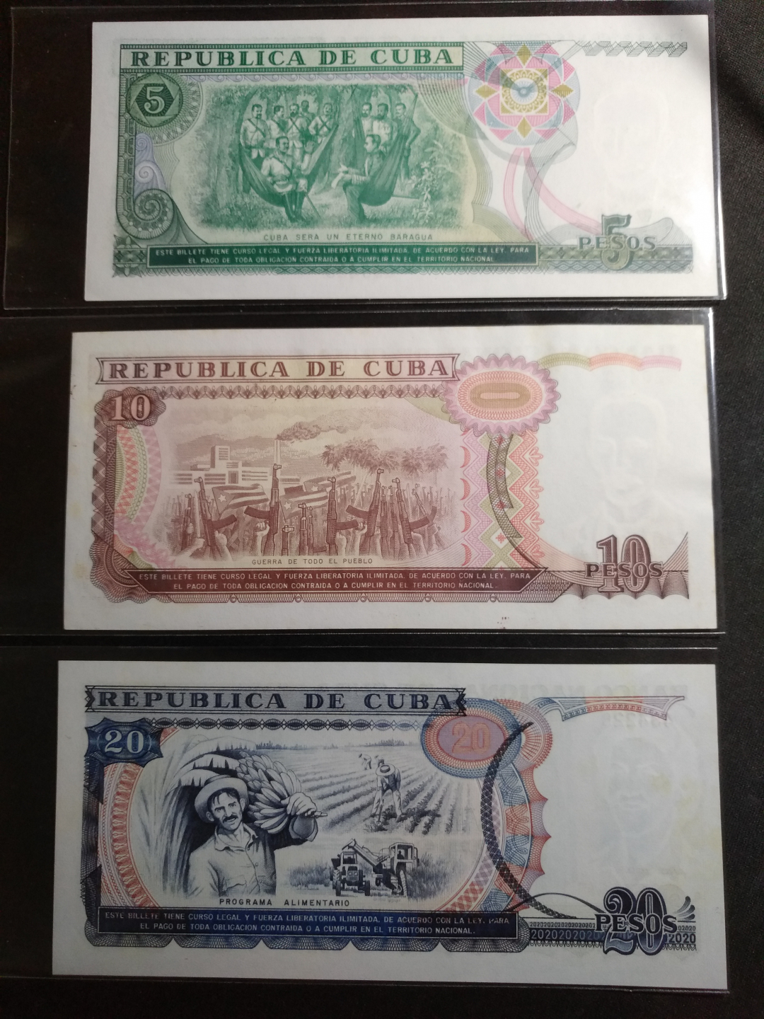 【鲸贝乐淘】千字文·第闰号拍卖 【中国代印】1990-91版古巴全套，AUNC ，有黄斑，50元对错两种版本，全套难得