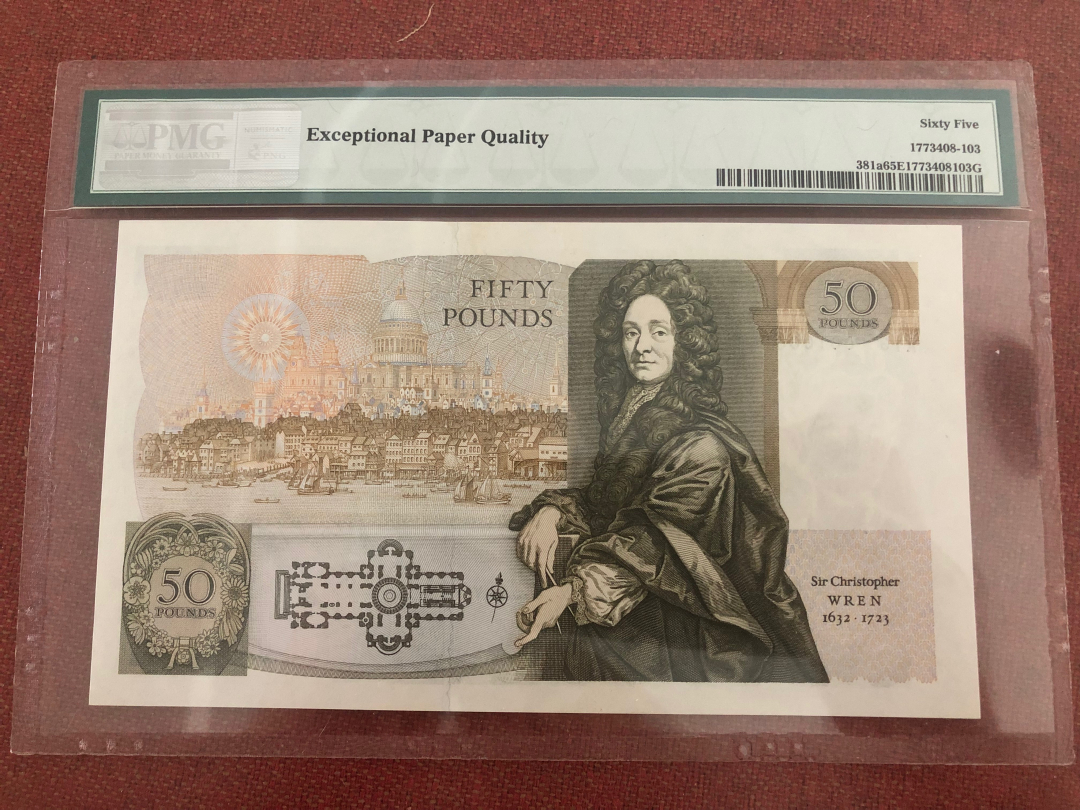 收藏联盟第八十八期拍卖 英国D50 A冠千位号 A13 001066 PMG65E