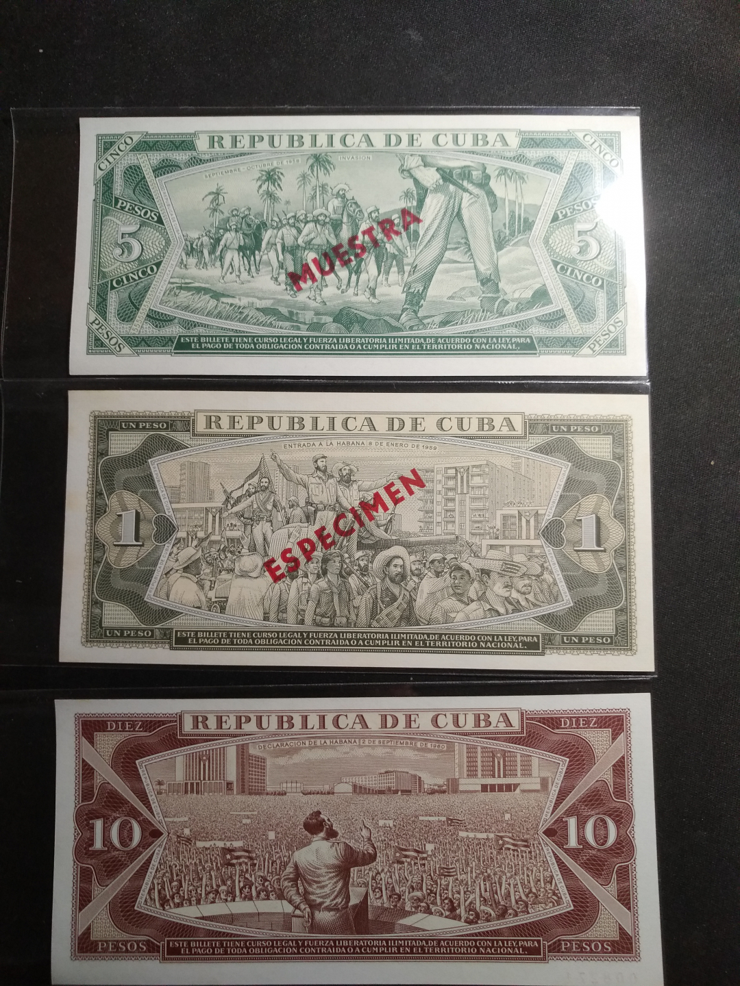 【鲸贝乐淘】千字文·第余号拍卖·上海钱币博览会专场 【古巴票样】古巴1.5.10比索票样三张，全新全品UNC