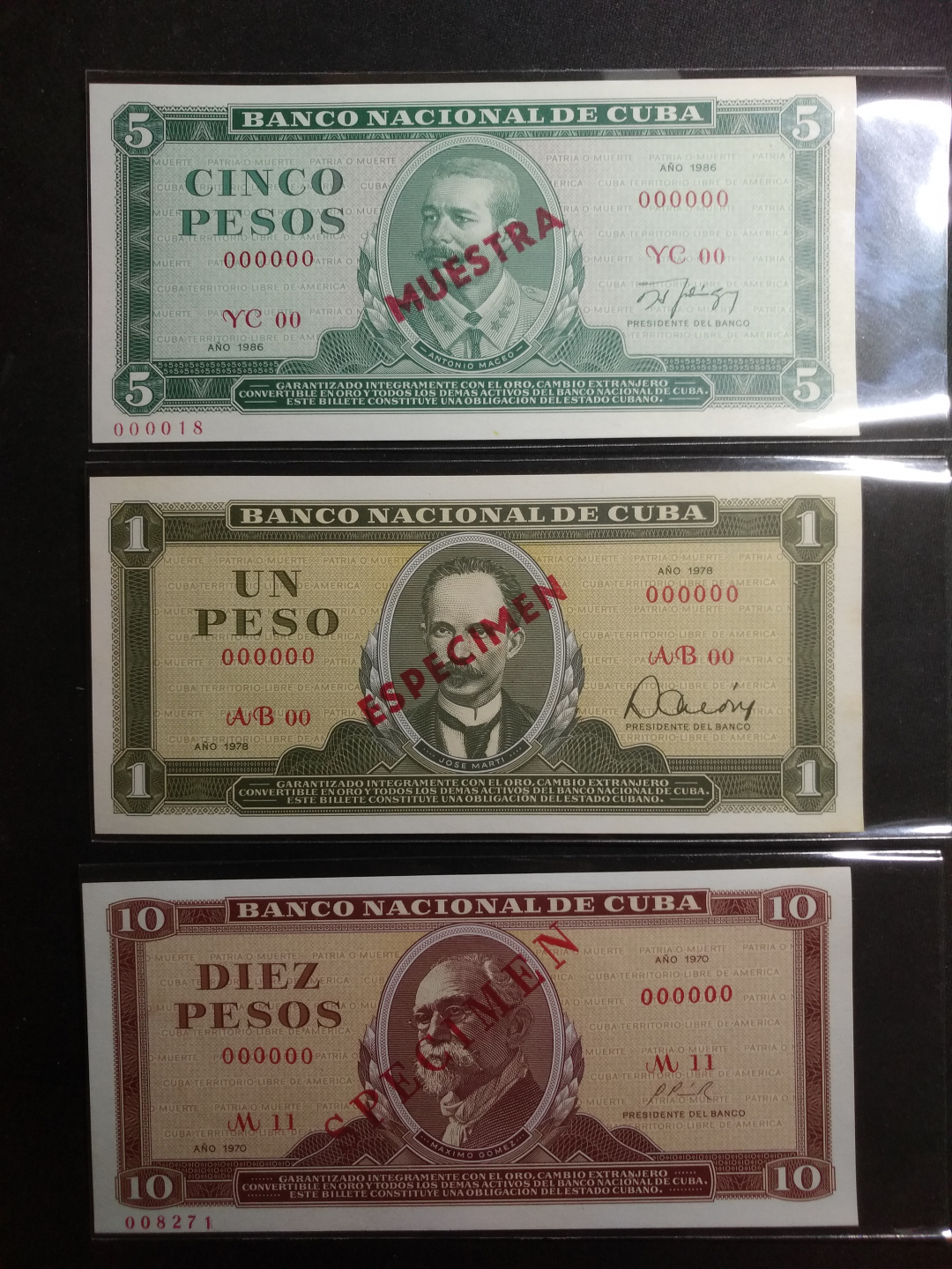 【鲸贝乐淘】千字文·第余号拍卖·上海钱币博览会专场 【古巴票样】古巴1.5.10比索票样三张，全新全品UNC