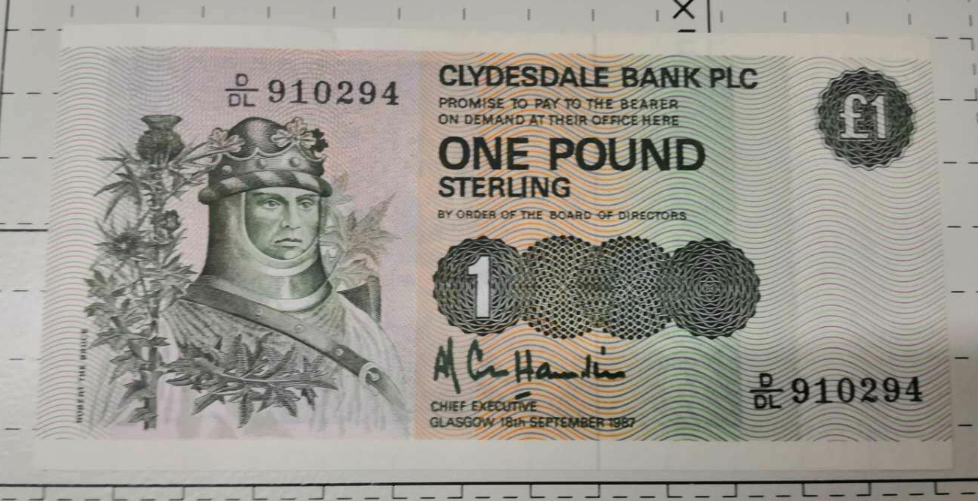 【鲸贝乐淘】千字文·第余号拍卖·上海钱币博览会专场 全新苏格兰1988/1983年版纸币1镑 