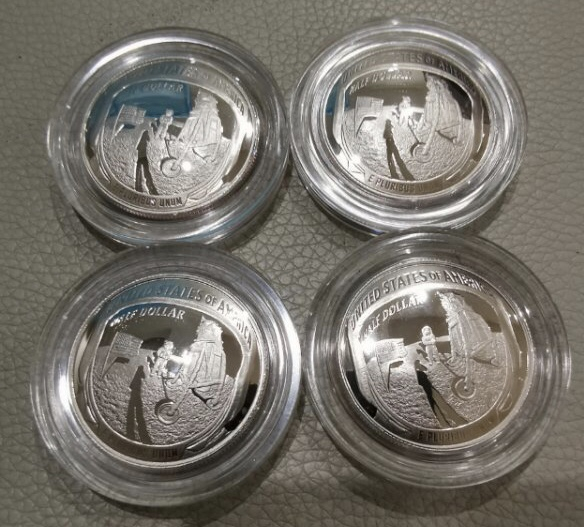 【币观天下】第七十二期拍卖-上海钱币博览会专场 美国2019年50美分精制登月币4枚【铜镍合金】