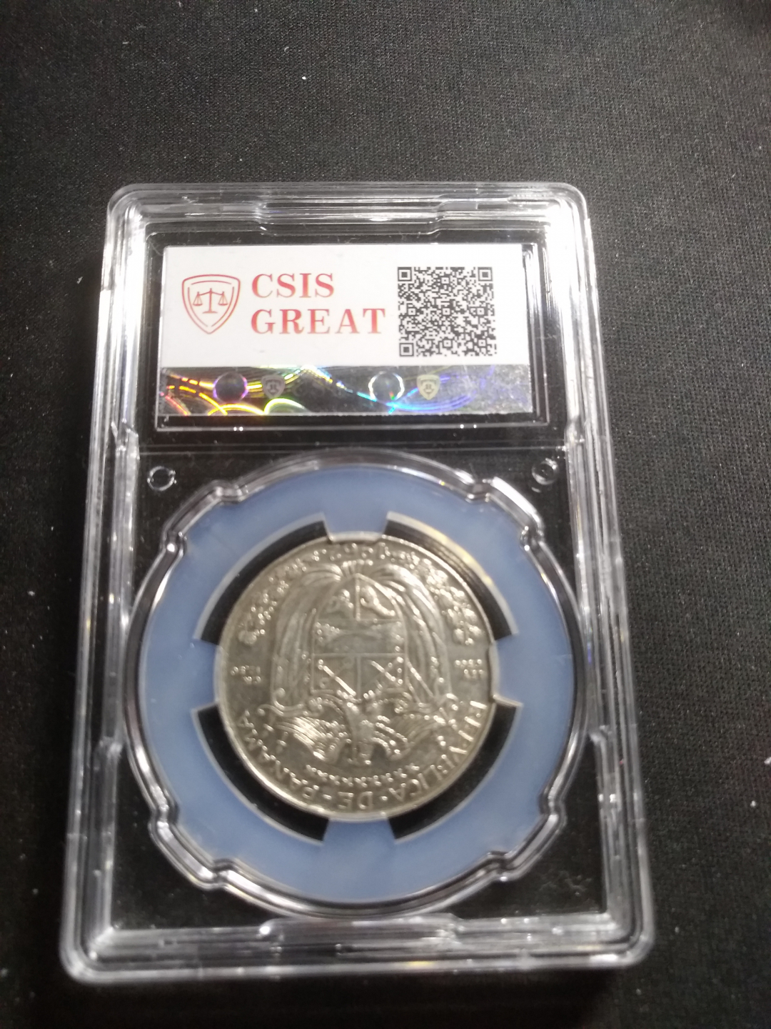 【鲸贝乐淘】千字文·第岁号拍卖 【巴拿马】1962年半圆银币，csis 评级AU55