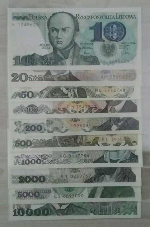 收藏联盟第八十九期拍卖 波兰90年代发行兹罗提纸币小套10枚全新UNC