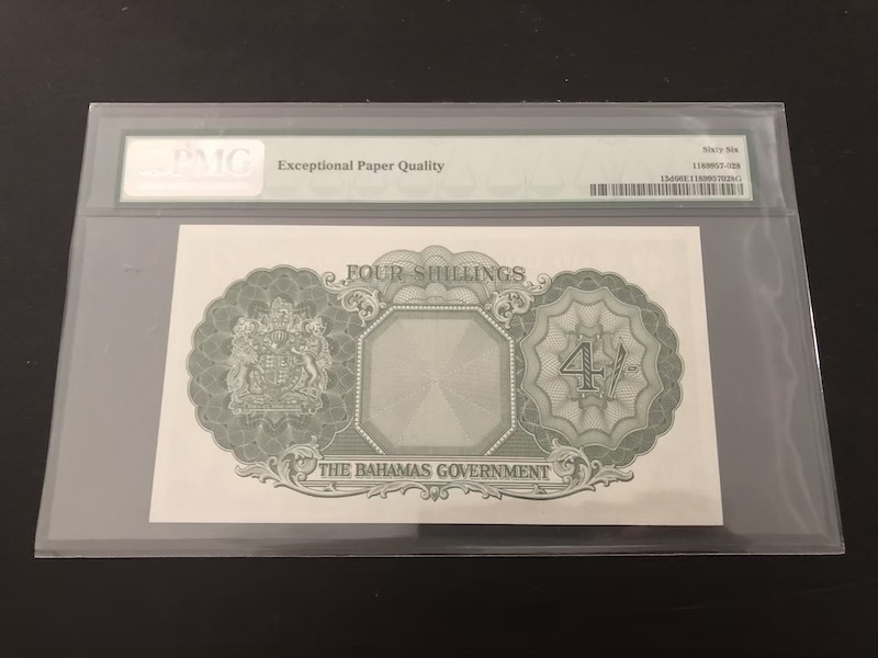 收藏联盟第八十九期拍卖 1936年巴哈马4先令 PMG66E