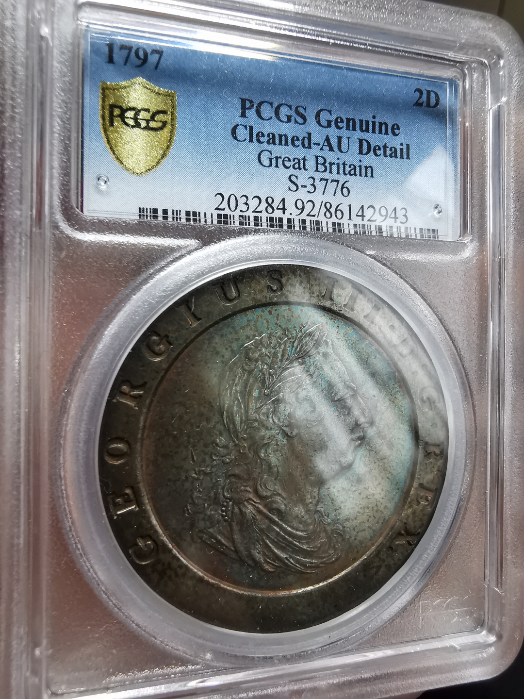 凡希社世界钱币微拍卖第九十一期 1797英国乔三车轮2便士PCGS-AUD
