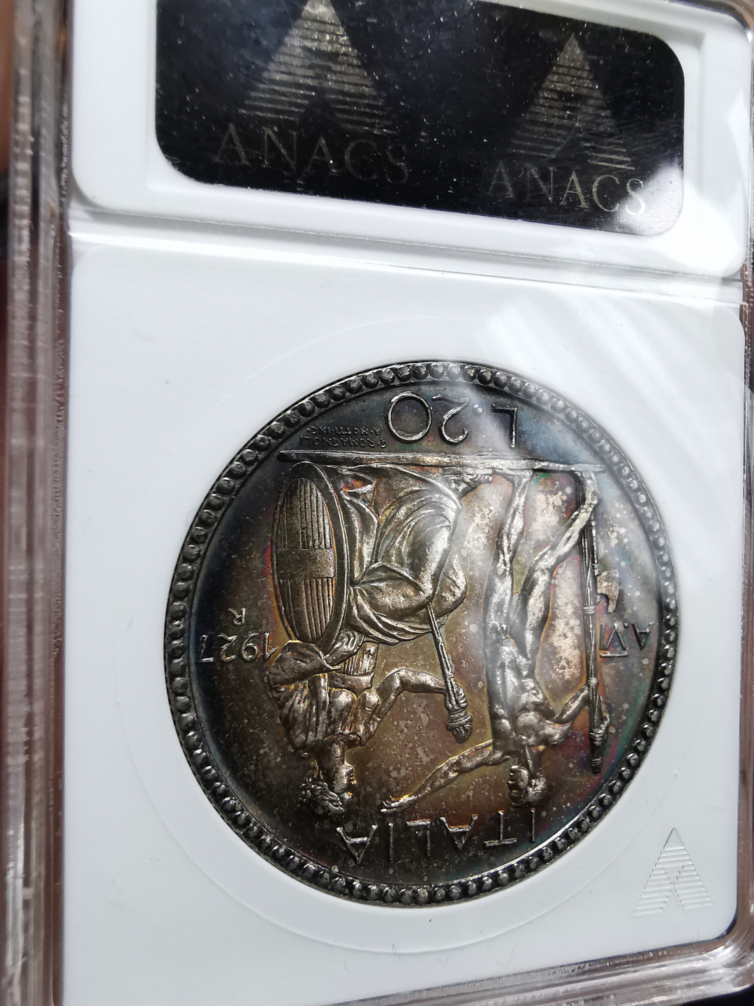 凡希社世界钱币微拍卖第九十一期 1927意大利裸男20里拉ANACS-AU55D