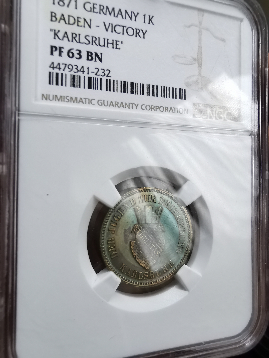 凡希社世界钱币微拍卖第九十一期 荐！1871德国巴登克鲁泽精铸铜币NGC-PF63