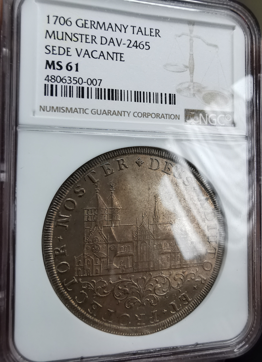 凡希社世界钱币微拍卖第九十一期 稀！1706德国明斯特主教缺位泰勒NGC-MS61收藏级！