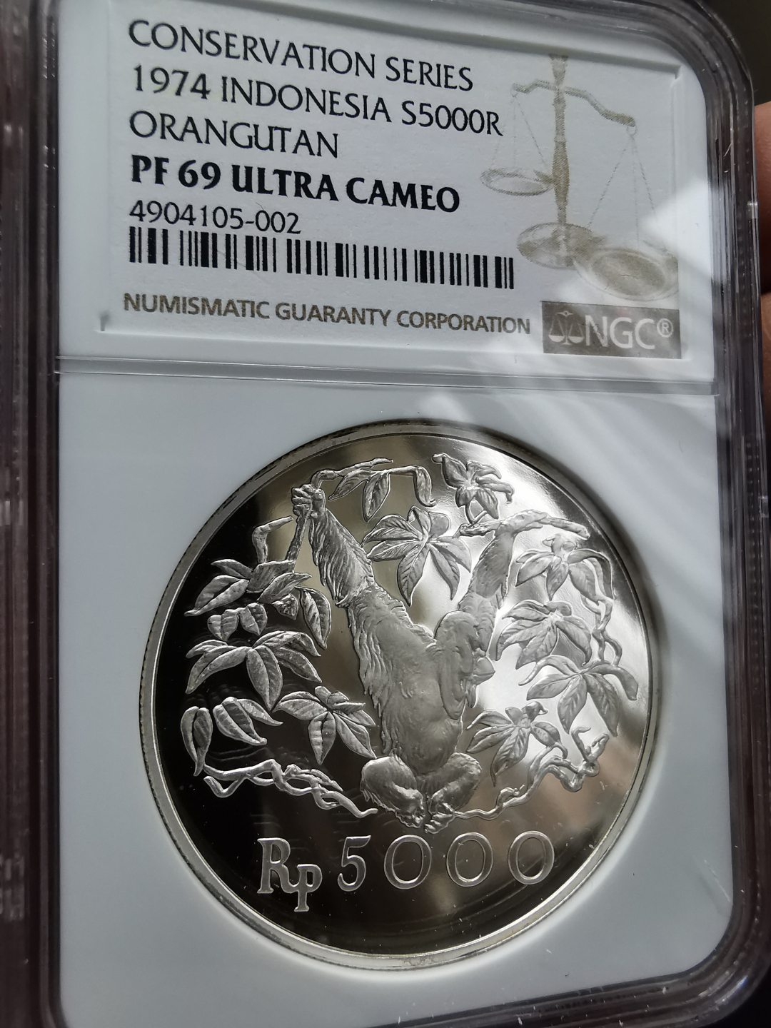 凡希社世界钱币微拍卖第九十一期 1974印度尼西亚红毛猩猩大银NGC-PF69UC收藏级