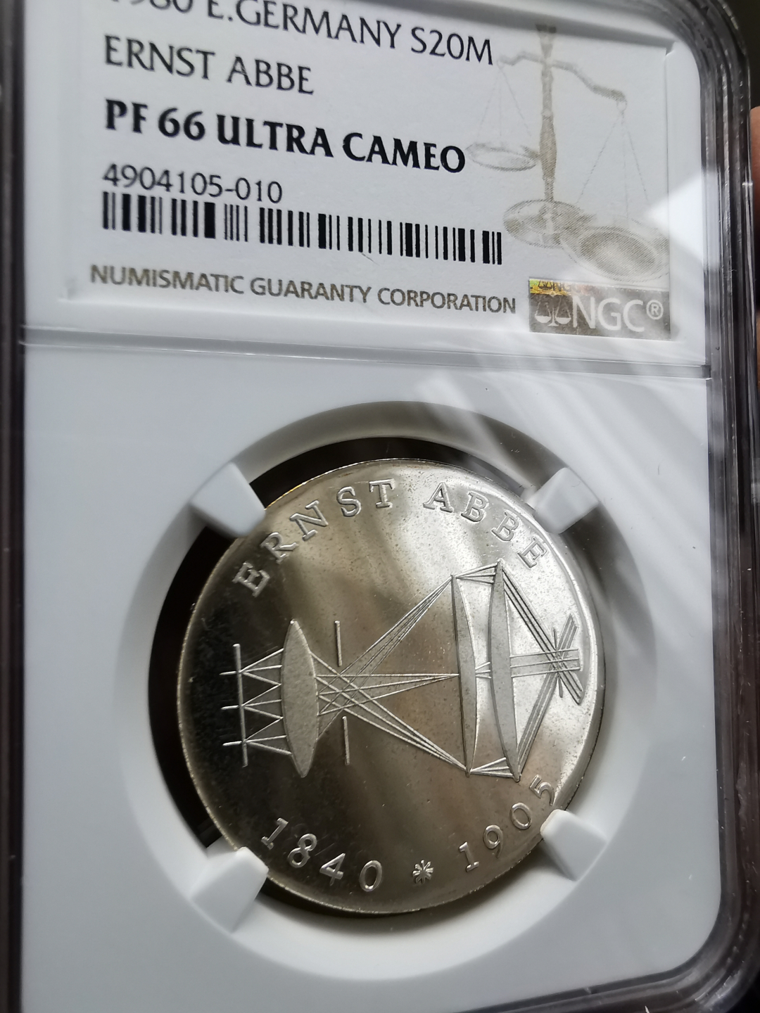 凡希社世界钱币微拍卖第九十一期 1980东德恩斯特阿贝20马克银精铸NGC-PF66UC稀少品种