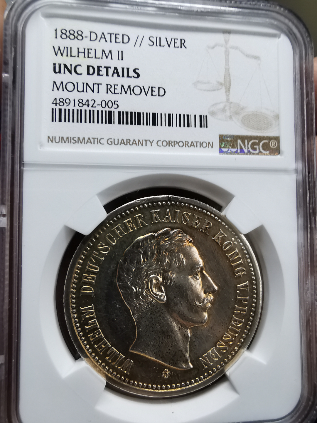 凡希社世界钱币微拍卖第九十一期 1888普鲁士三皇之年威廉二世纪念银章NGC-UNCD