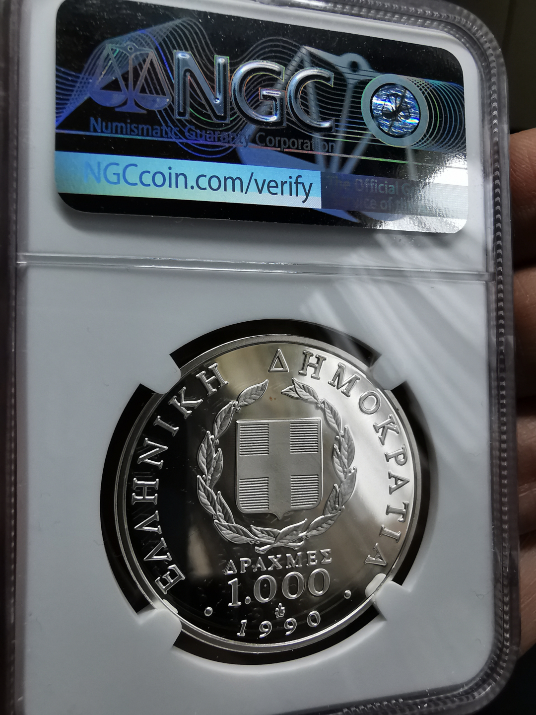 凡希社世界钱币微拍卖第九十一期 1990希腊二战意大利入侵阿尔巴尼亚纪念大银NGC-PF69UC