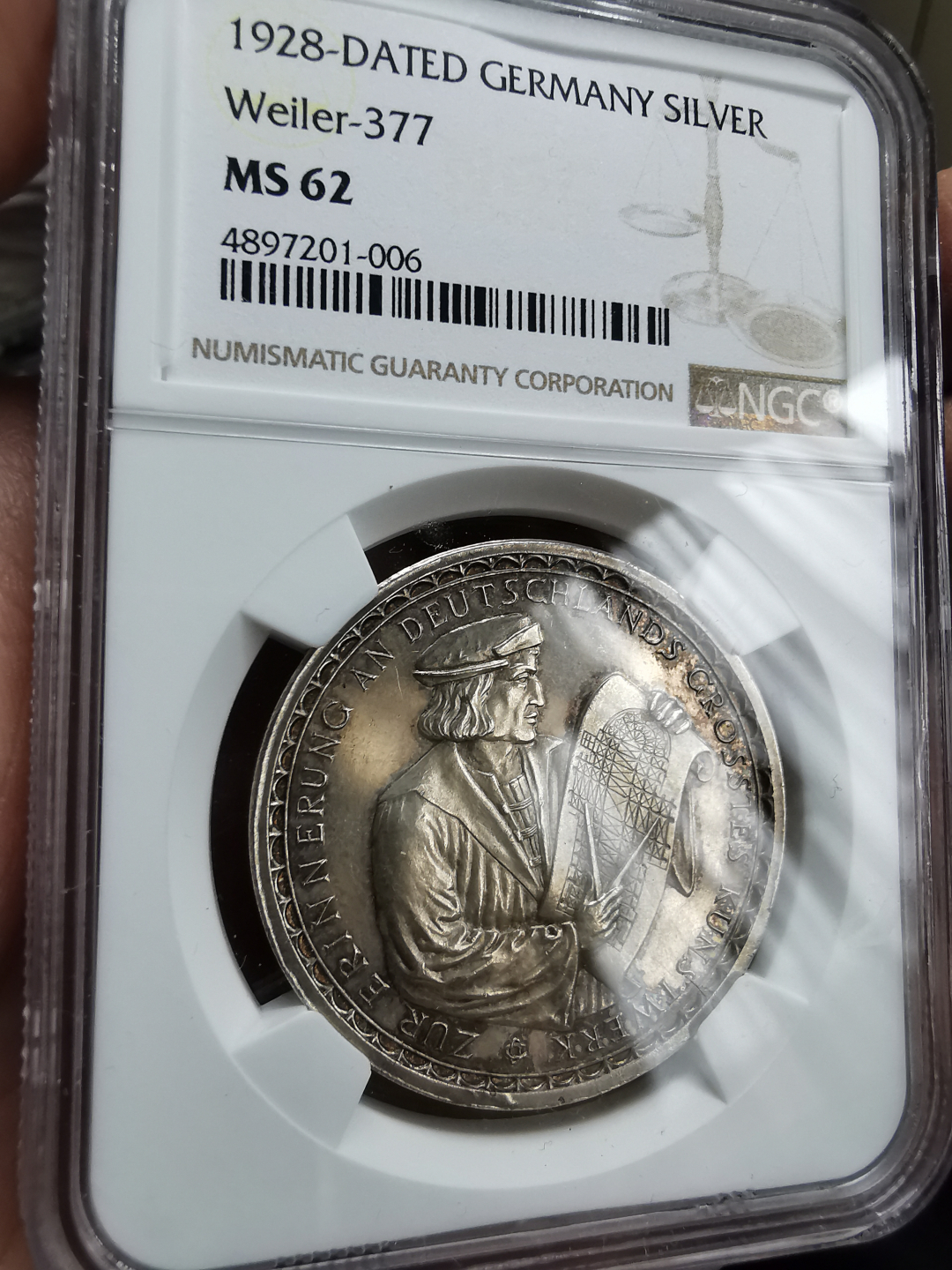 凡希社世界钱币微拍卖第九十一期 荐！1928德国科隆大教堂奠基680周年纪念银章NGC-MS62