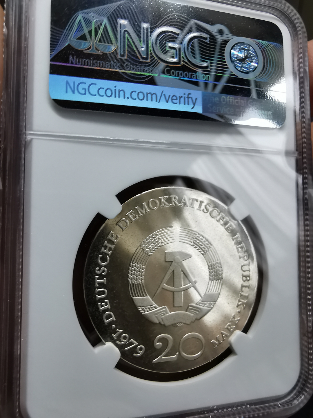 凡希社世界钱币微拍卖第九十一期 1979东德剧作家莱辛20马克银精铸NGC-PF66UC