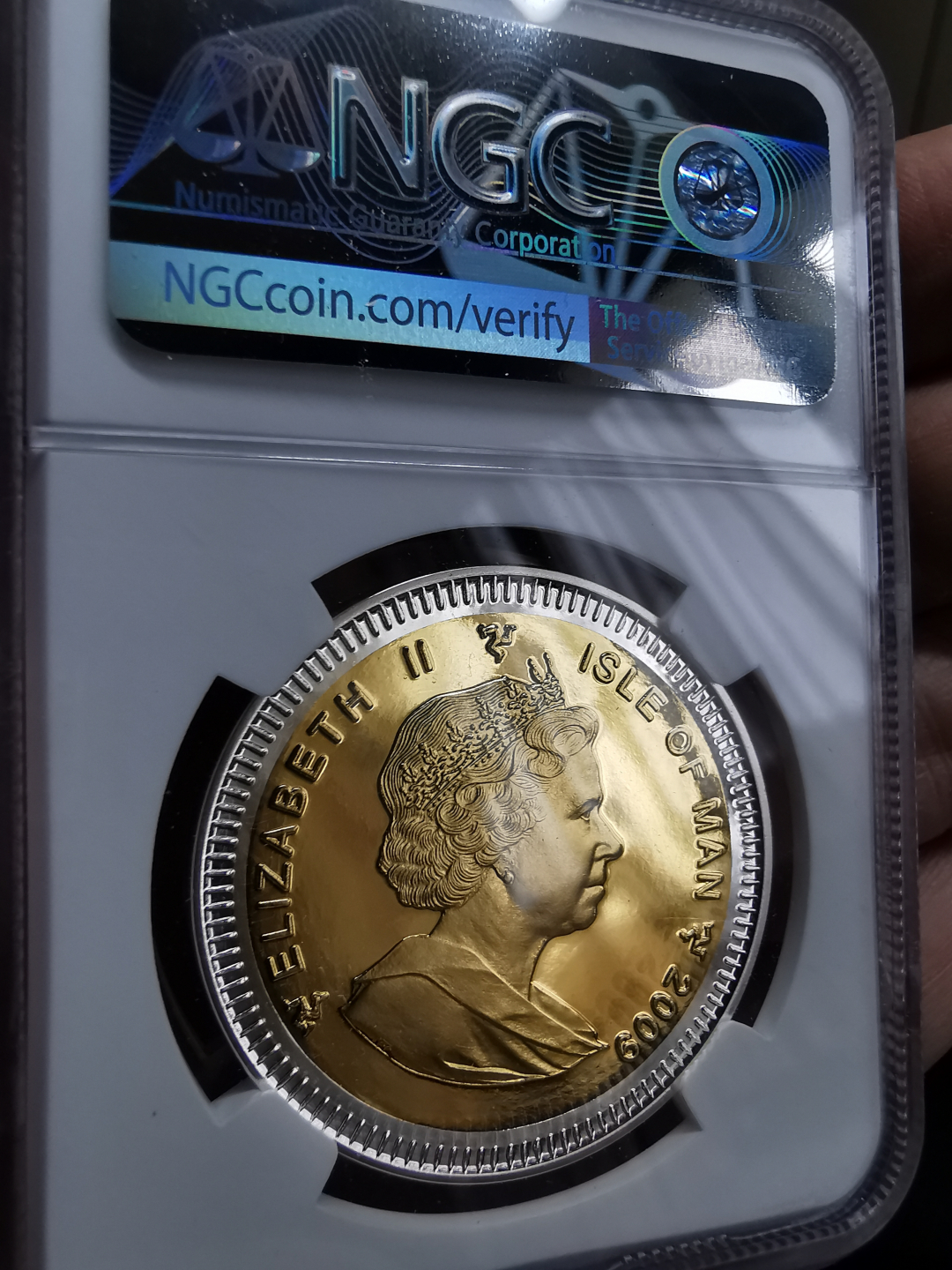 凡希社世界钱币微拍卖第九十一期 2009马恩岛天使斩龙纪念1盎司纯金镶嵌币NGC-69UC