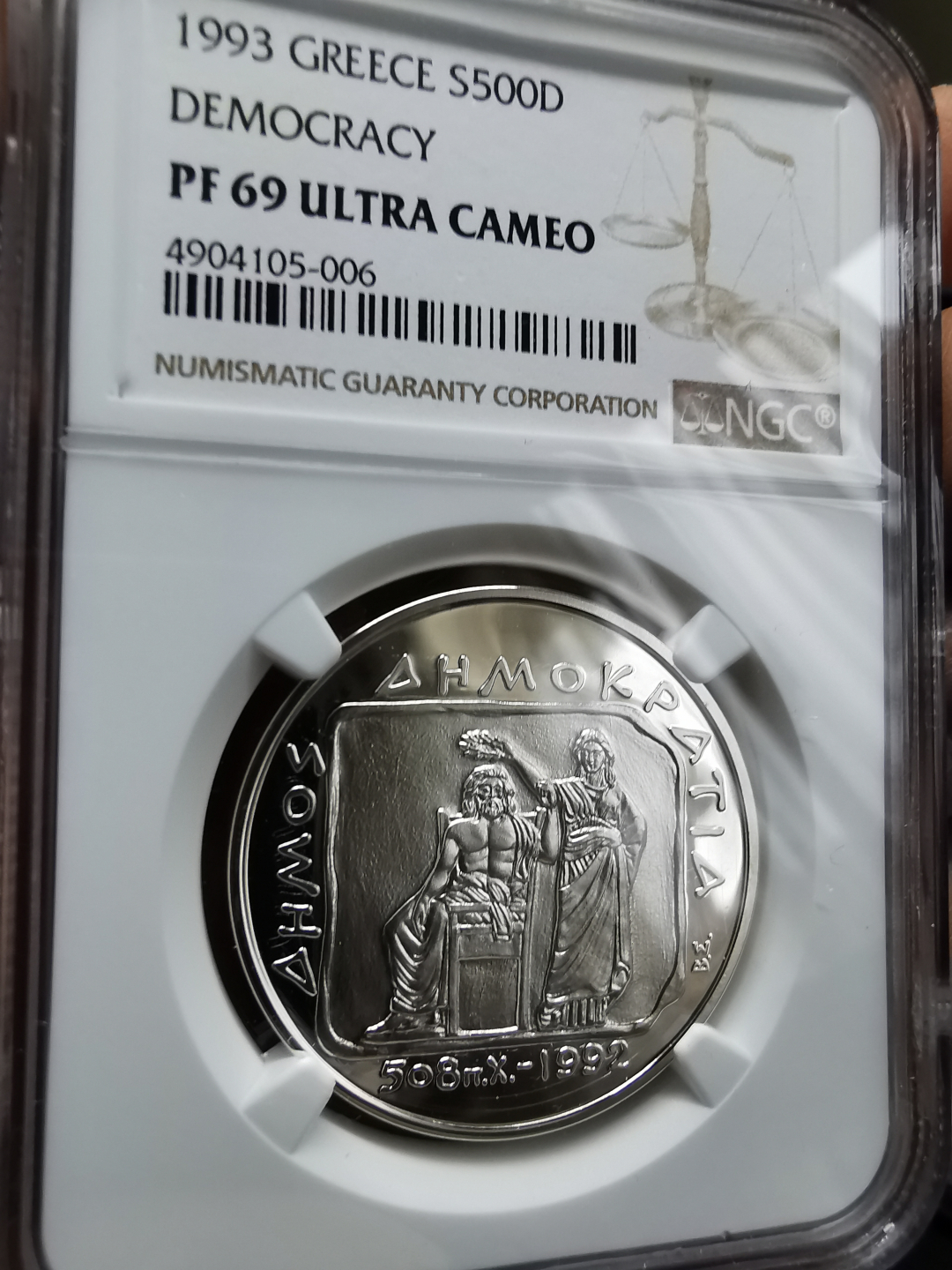 凡希社世界钱币微拍卖第九十一期 1993希腊民主2500周年纪念币中币NGC-PF69UC