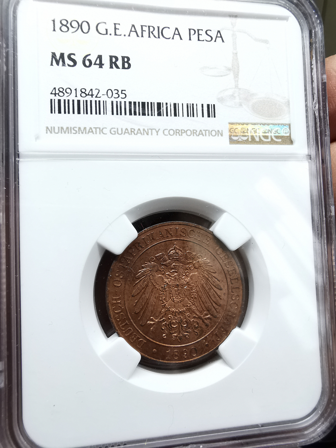 凡希社世界钱币微拍卖第九十一期 1890徳属东非PESA铜币NGC-MS64