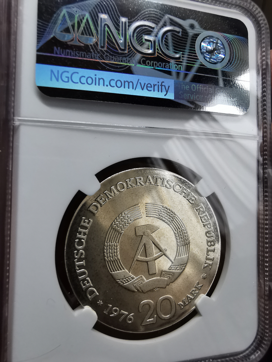 凡希社世界钱币微拍卖第九十一期 1976东德李卜克内西20马克精铸NGC-PF66UC