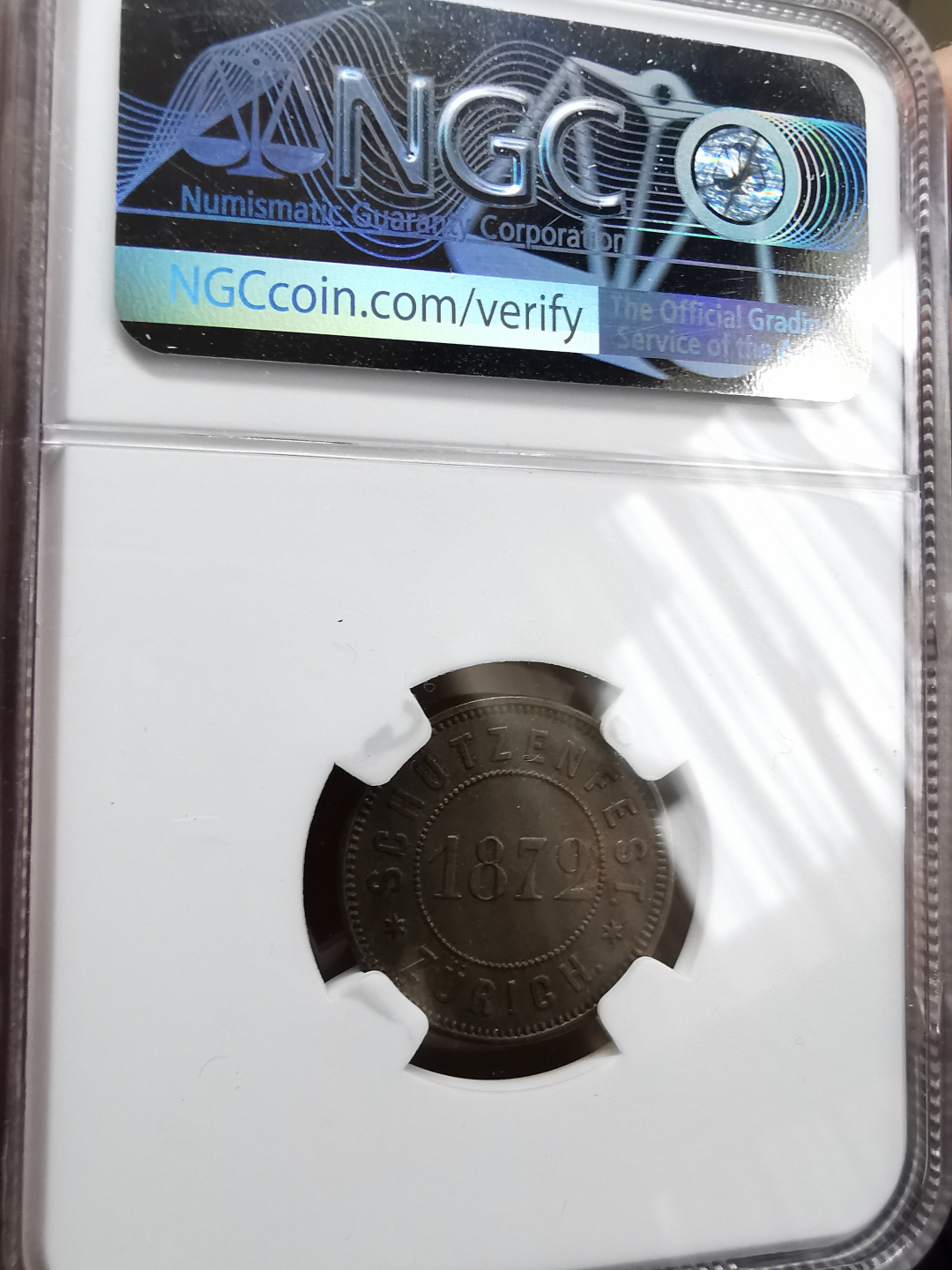 凡希社世界钱币微拍卖第九十一期 1872瑞士苏黎世射击节代用币NGC-MS63