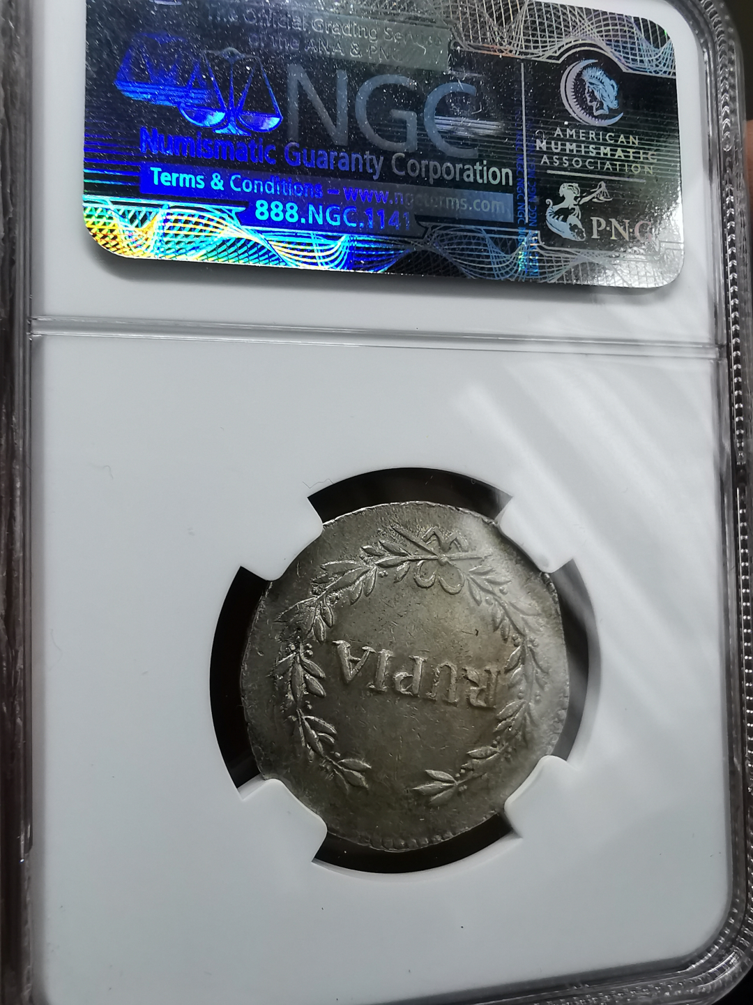 凡希社世界钱币微拍卖第九十一期 荐！1847葡属果阿玛丽二世卢比NGC-AU55