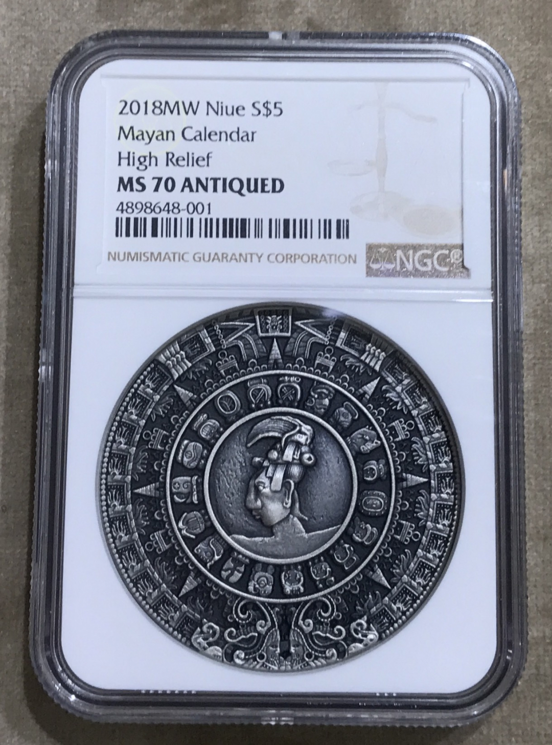 【随心拍&GetCoin】现代金银币拍卖第二十三期 纽埃2018年美洲文化系列玛雅日历2盎司高浮雕银币NGC70分