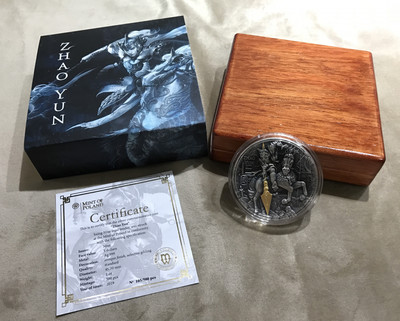 【随心拍&GetCoin】现代金银币拍卖第二十三期 - 纽埃2019年赵云仿古高浮雕局部镀金银币.2盎司银币 