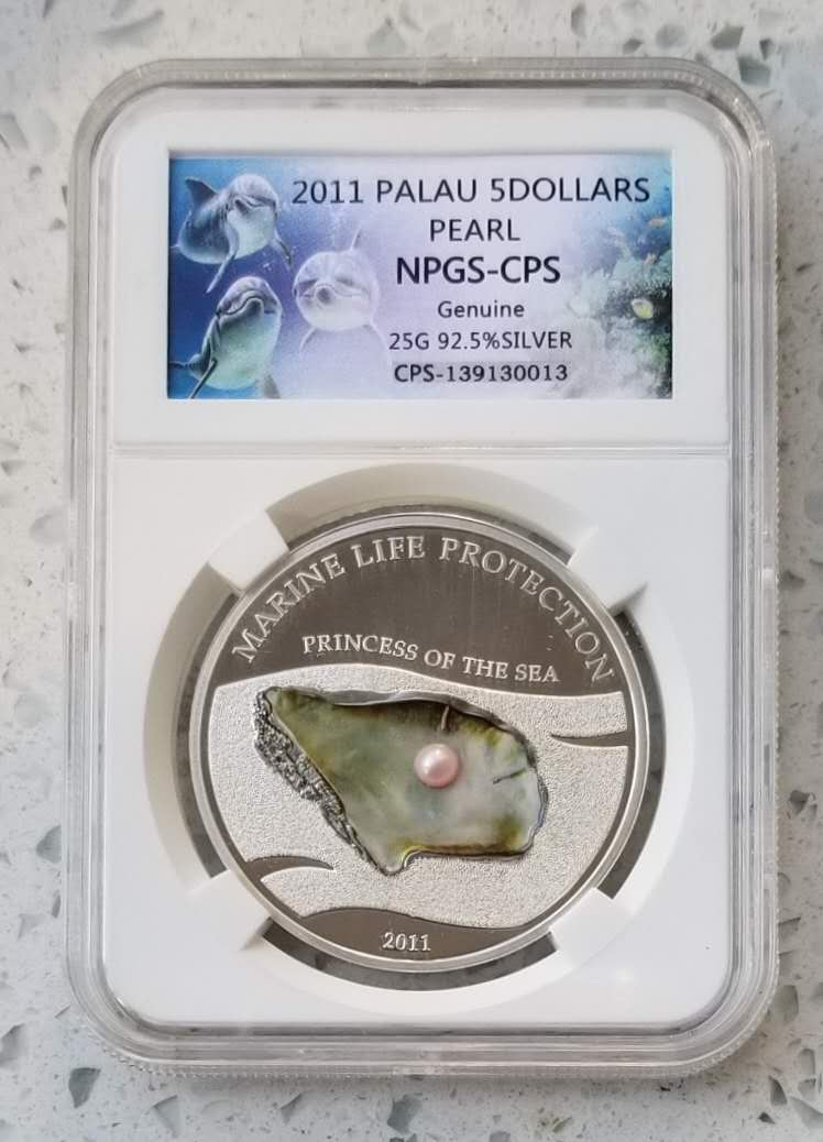 【币观天下】第七十三期拍卖 【帕劳】2011年海底宝藏珍珠彩色镶嵌银币