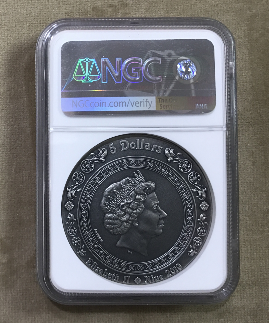 【随心拍&GetCoin】现代金银币拍卖第二十三期 纽埃2019年胜利女神系列2高浮雕2盎司镀金纪念银币NGC70