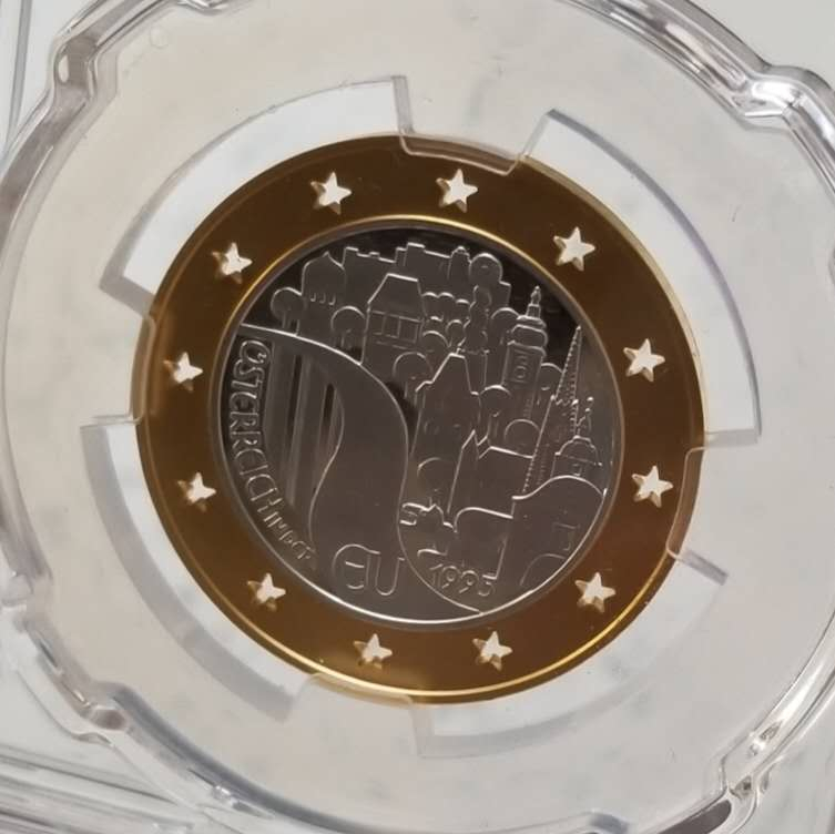 【随心拍&GetCoin】现代金银币拍卖第二十三期 克劳斯获奖币★奥地利1995年加入欧盟镂空金币