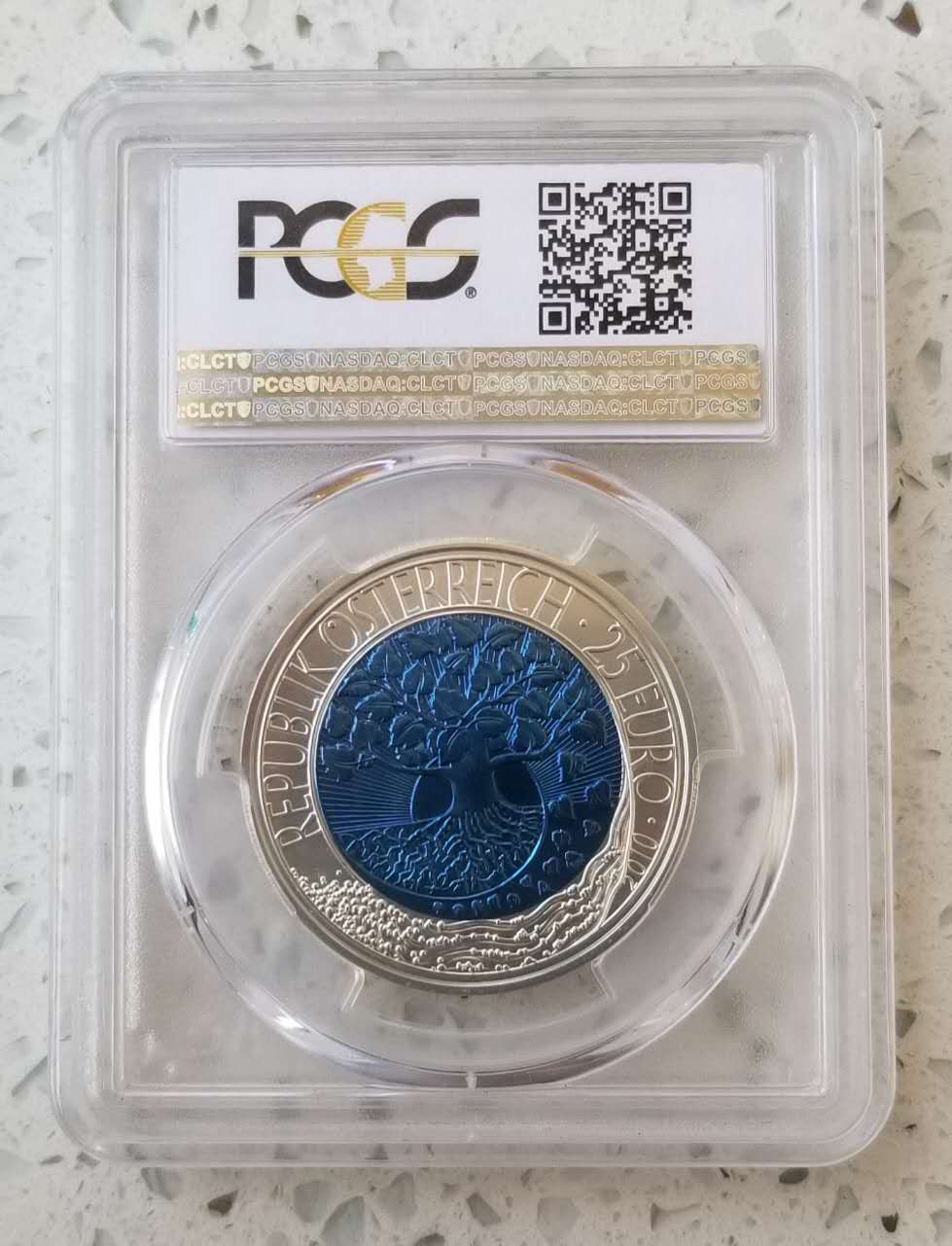 【随心拍&GetCoin】现代金银币拍卖第二十三期 奥地利2010年再生能源蓝色铌金属镶嵌银铌双金属币PCGS69