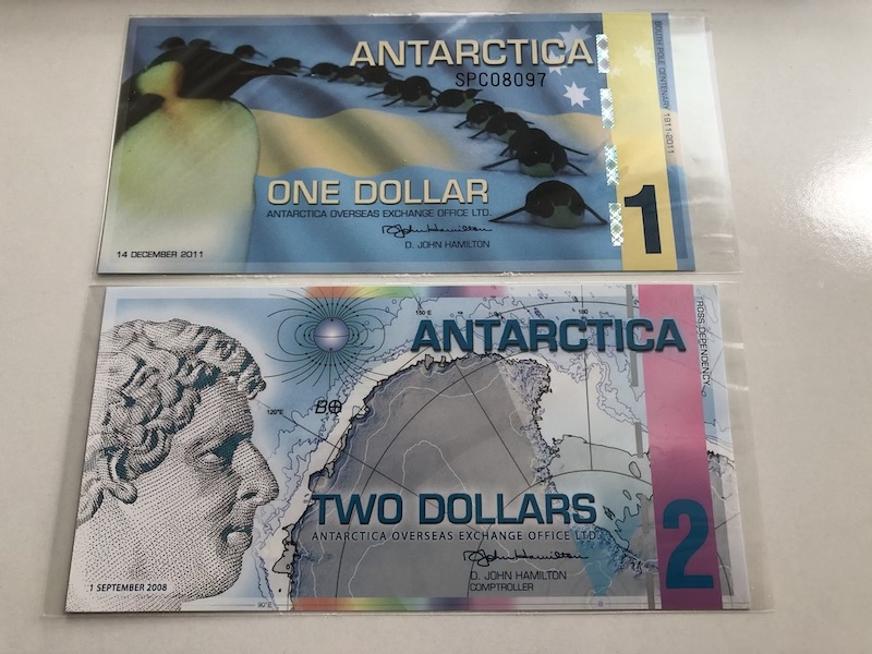 收藏联盟第九十期拍卖 南极洲商业钞5张一套 +迪斯尼1美金 UNC