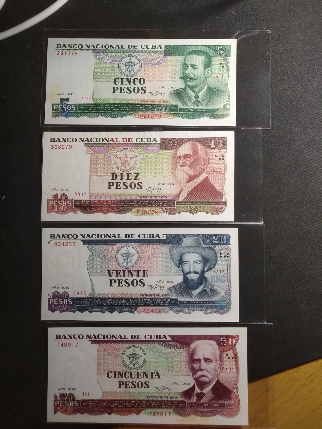 【鲸贝乐淘】千字文·第“律吕调阳”号拍卖 【中国代印】1990-1991古巴全套，有黄斑，AUNC ，精美