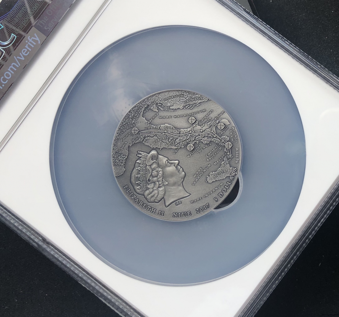 【随心拍&GetCoin】现代金银币拍卖第二十四期 【纽埃】2017年斯巴达克斯 2oz 仿古高浮雕银币【ngc70】