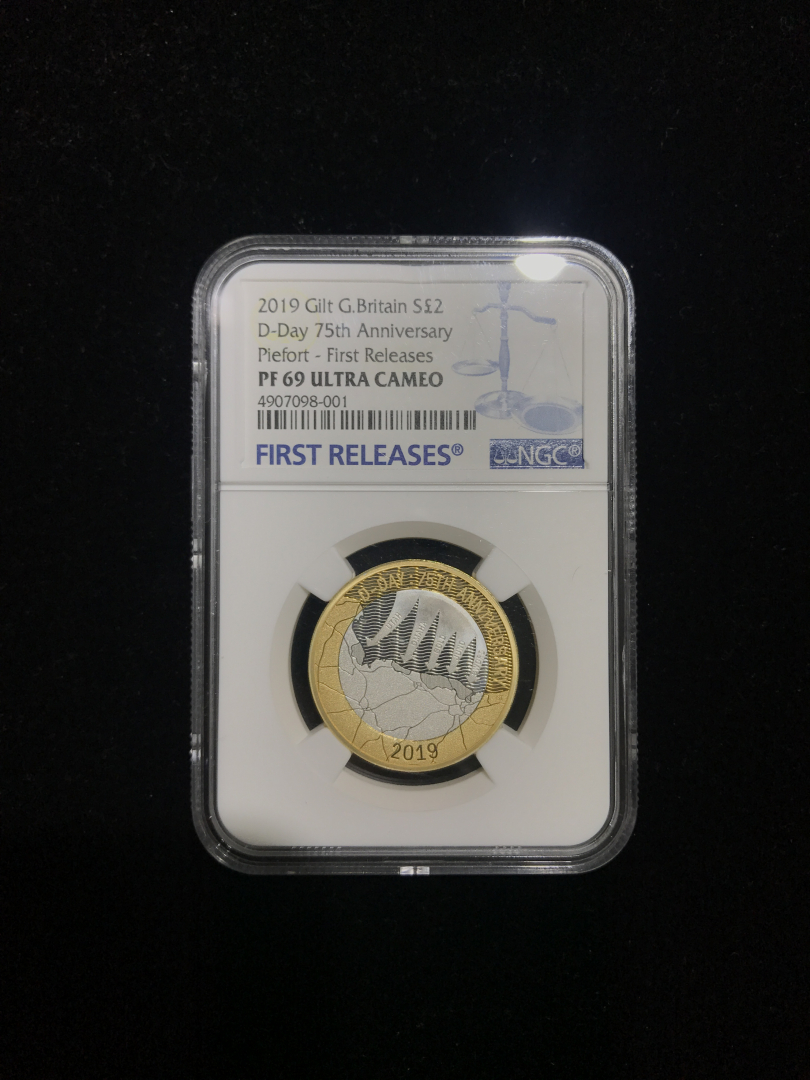 【随心拍&GetCoin】现代金银币拍卖第二十四期 英国2019年诺曼底登陆75周年双色精制加厚银币NGC69分