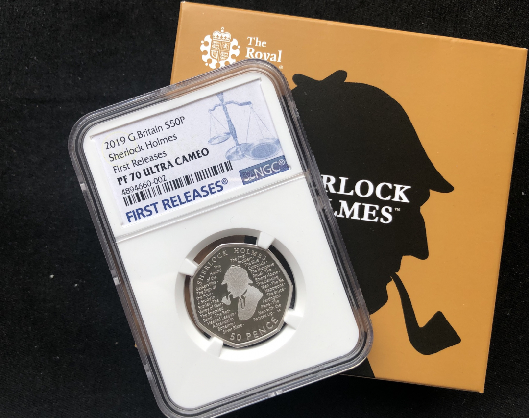 【随心拍&GetCoin】现代金银币拍卖第二十四期 【英国】2019英国福尔摩斯银币【ngc70】