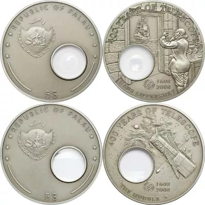 【随心拍&GetCoin】现代金银币拍卖第二十四期 帕劳2008年望远镜发明400周年纪念银币  全套2枚，