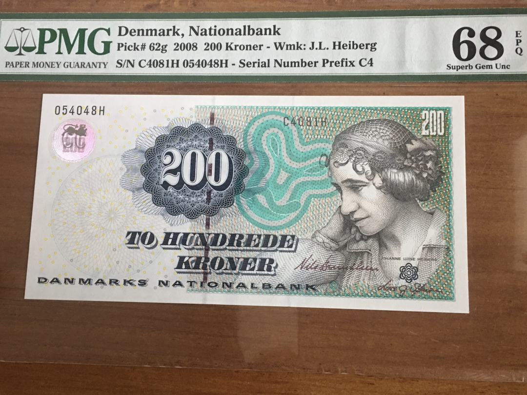 收藏联盟第九十一期拍卖 2008年丹麦浮雕版200马克 PMG68E冠军分