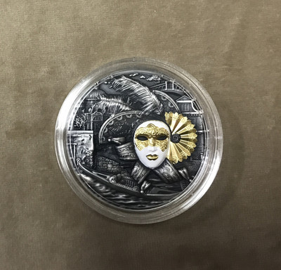 【随心拍&GetCoin】现代金银币拍卖第二十五期 纽埃2019年威尼斯面具2盎司高浮雕镀金纪念银币