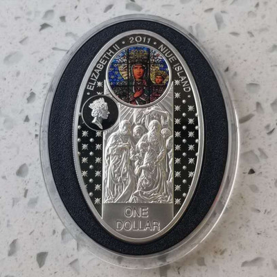 【随心拍&GetCoin】现代金银币拍卖第二十五期 纽埃2011年波兰克拉科夫教堂椭圆双面彩色银币