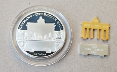 【随心拍&GetCoin】现代金银币拍卖第二十五期 库克2009年勃兰登堡门和柏林墙双立体镶嵌3盎司银币