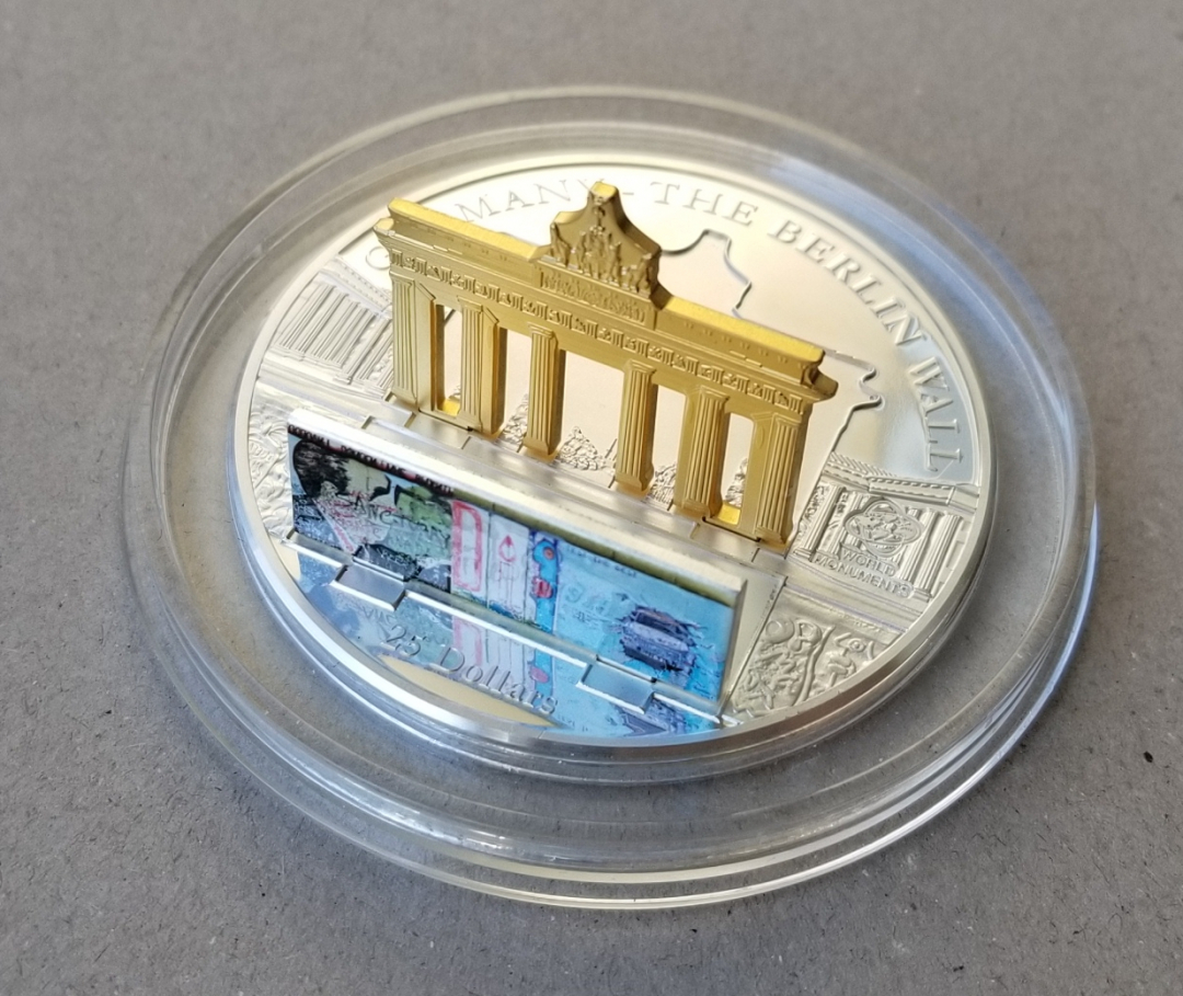 【随心拍&GetCoin】现代金银币拍卖第二十五期 库克2009年勃兰登堡门和柏林墙双立体镶嵌3盎司银币