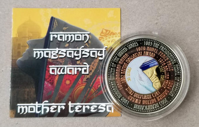 【随心拍&GetCoin】现代金银币拍卖第二十五期 2012年喀麦隆特蕾莎修女三色合金夹心镶嵌币铜镍，