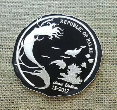 【随心拍&GetCoin】现代金银币拍卖第二十五期 帕劳2017年海胆沙钱仿真超薄大银币