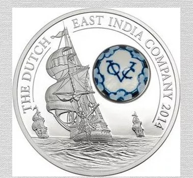 【随心拍&GetCoin】现代金银币拍卖第二十五期 库克2014年东印度公司青花瓷镶嵌大银币