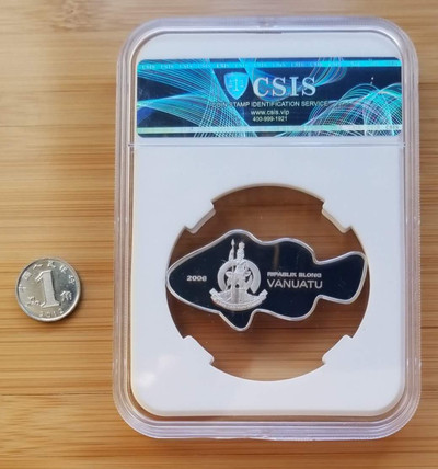 【随心拍&GetCoin】现代金银币拍卖第二十五期 瓦努阿图2006年热带鱼仿真象形彩色一盎司银币