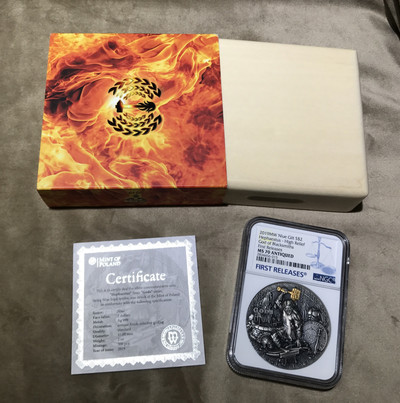 【随心拍&GetCoin】现代金银币拍卖第二十五期 纽埃2019年众神3火神赫准斯托斯超高浮雕镀银币NGC70